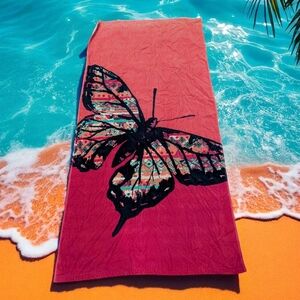 Bass Pro Shops Butterfly Pink and White BeachTowel (EUC)